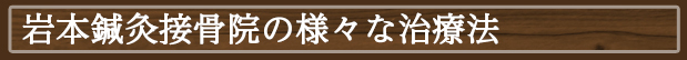 岩本接骨院の様々な治療法