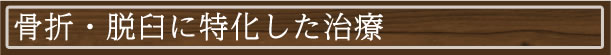 骨折・脱臼煮特化した治療